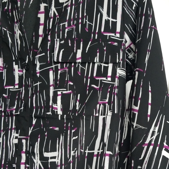 Multi Colored Blouse Button Down V-Neck - Picture 4 of 6